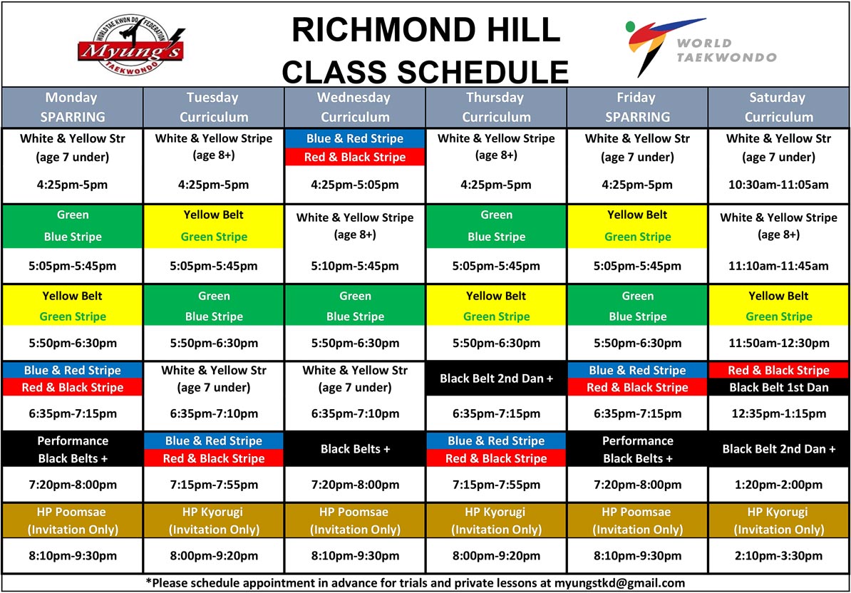 Richmond Hill Schedule July 2023